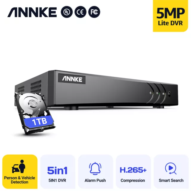 ANNKE 5MP Lite DVR 8CH or 16CH Video Recorder H.265+ Person/Vehicle Detection