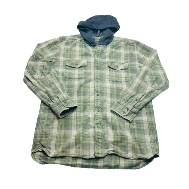 Quiksilver Waterman Mens Multnomah Falls Twill Hoodie Shirt Jacket Size L Green