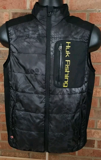 HUK FISHING PRIMALOFT Insulated Vest Men s M Black Kryptek Camo Full Zip Puffer 49.50 PicClick