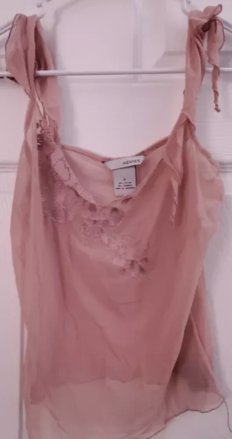 Womens Blouse: HENNES, Size S, Sheer, Shoulder Ties, Peach/Pink/Nude