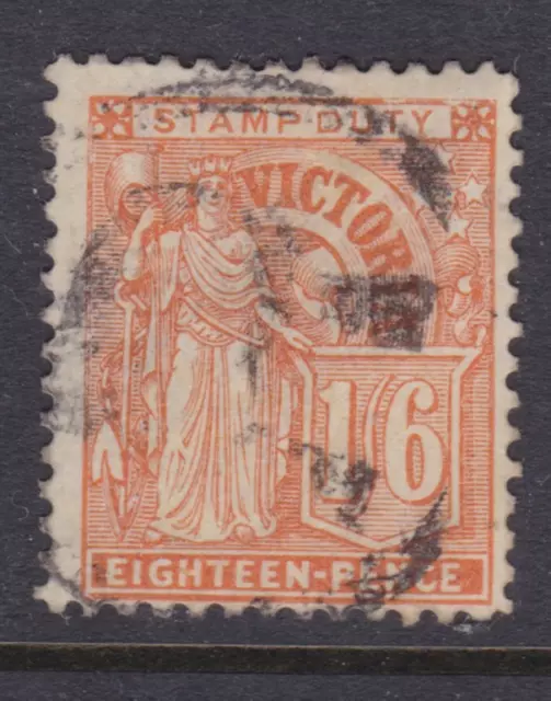 VICTORIA RARE 1891 1/6d Orange QV STAMP DUTY FINE USED SG 323 (QD30)