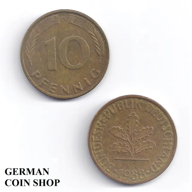 BRD 10 Pfennig 1950 - 1995 A D F G J