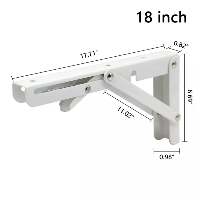 2X Folding  Shelf Bracket Metal Heavy Stainless Wall Mounted Collapsible 8-20in