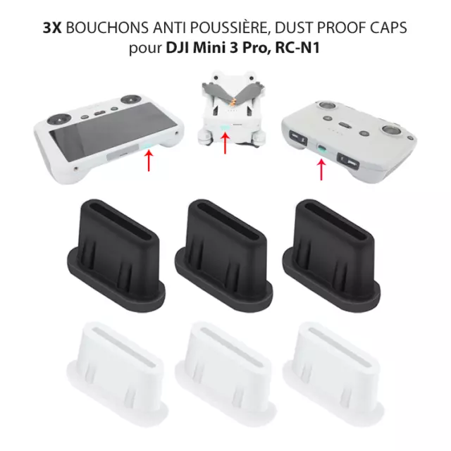 Pour drone DJI Mini 3 PRO, RC-N1 bouchon anti-poussière cache port prise USB-C