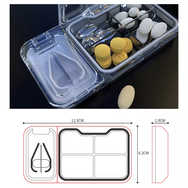 (Blue)Medicine Case Medicine Box Transparent Environmental PC For