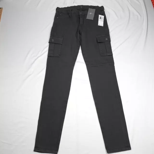 7 For All Mankind Cargo Pants Women's Size 27 Grey Straight Leg Side Pockets NWT