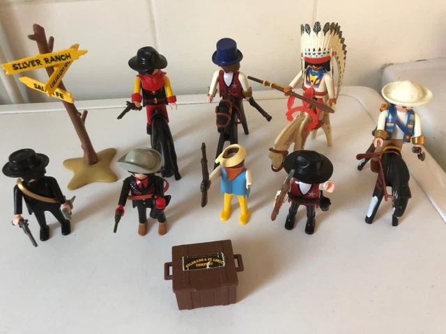 Lot Playmobil Far West – Indiens Danseurs Avec Totem, Figurines Anciennes