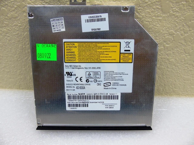 Sony NEC Optiarc DVD/CD Rewritable Burner IDE Drive for Laptops - AD-5530A