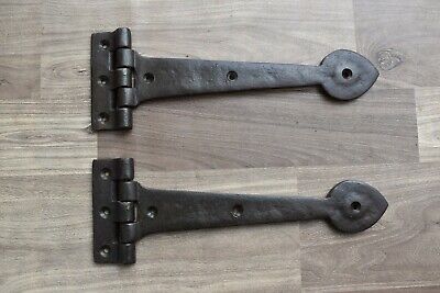 Vintage Cast iron door hinges handmade french gate arrow head barn rusty 2 pcs