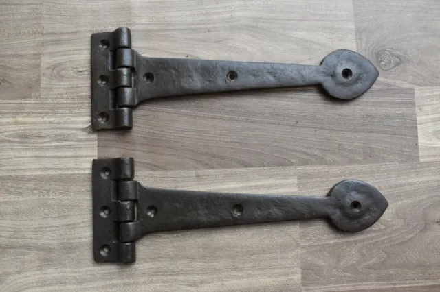 Vintage Cast iron door hinges handmade french gate arrow head barn rusty 2 pcs