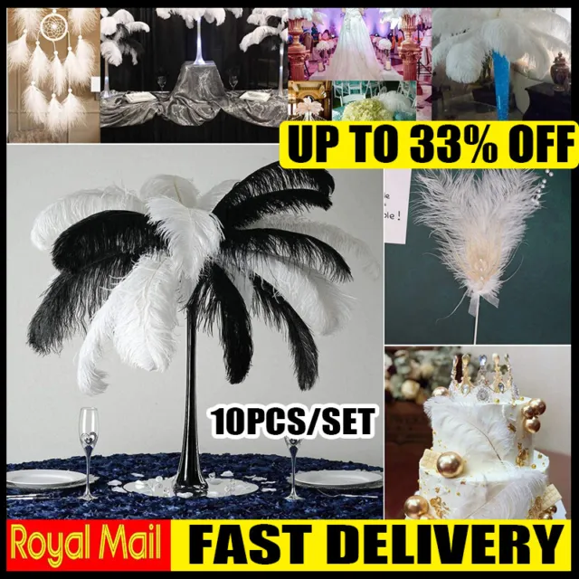 10Pc Large Ostrich Feathers 25-30CM For Wedding Party Table Decoration Home Gift