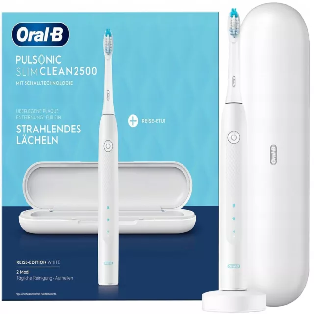 Braun Oral-B Pulsonic Slim Clean 2500 Reise-Edition,Elektrische Zahnbürste,weiß