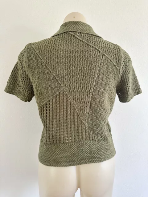 ZIMMERMANN Top Sage Green pointelle knit Cotton Crochet baroque Size AU1-S/M🥝 2