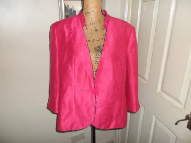 Jacques Vert Ladies Blazer Jacket Cerise Lined Size 22 Ex Con