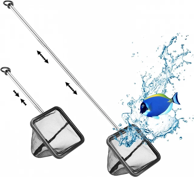 Filhome Aquarium Fish Net with Extendable Stainless Steel Long Handle, 6 inch