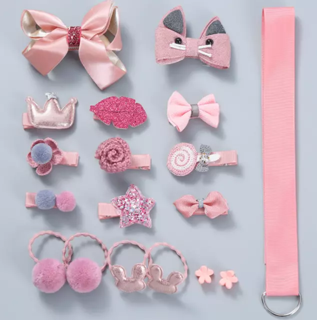 18X deep pink hair clip bow snap elastic tie for girl kid princess cute gift