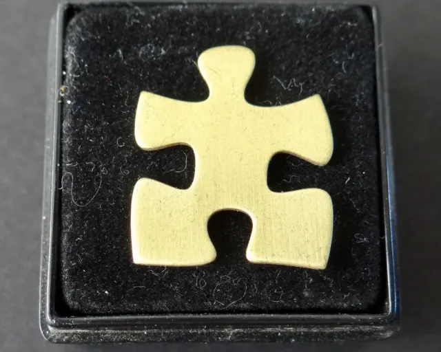 Jigsaw Puzzle Piece Gold Tone Metal Tie Tac Lapel Pin Cap Pin