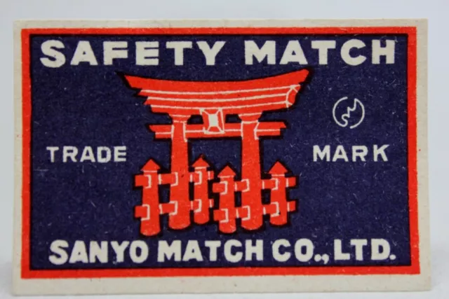 Antique Old MATCHBOX LABEL TORII SANYO MATCH CO. Safety Matches JAPAN