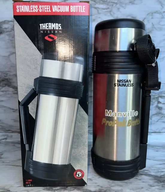 THERMOS NISSAN STAINLESS Vacuum Bottle NCD-10 Hot Or Cold with Strap $30.50  - PicClick