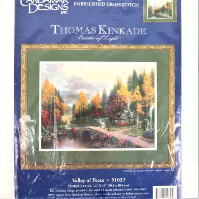 Candamar Designs Thomas Kinkade Valley of Peace embellished cross stitch kit