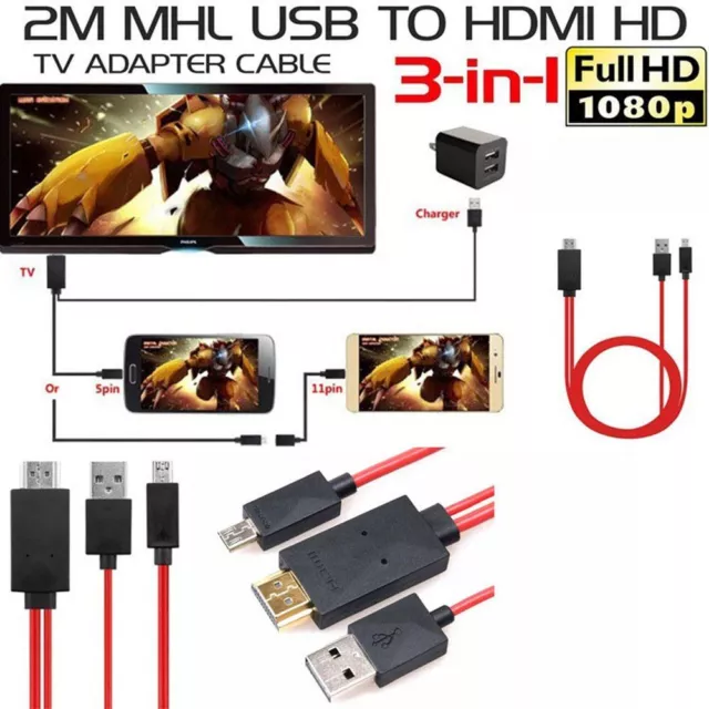 1080P Signal Transmission TV Cable Adapter Micro USB to HDMI Converter MHL