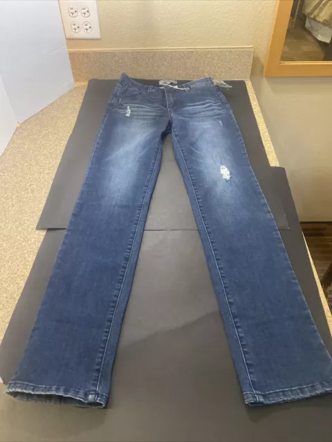 Wit Wisdom Ab-Solution Ankle Length Skinny Jeans Size 0 Dark Blue Stretch Waist