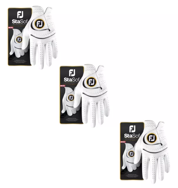 Footjoy StaSof Mens Leather Golf Glove (3 Pack) - New 2023