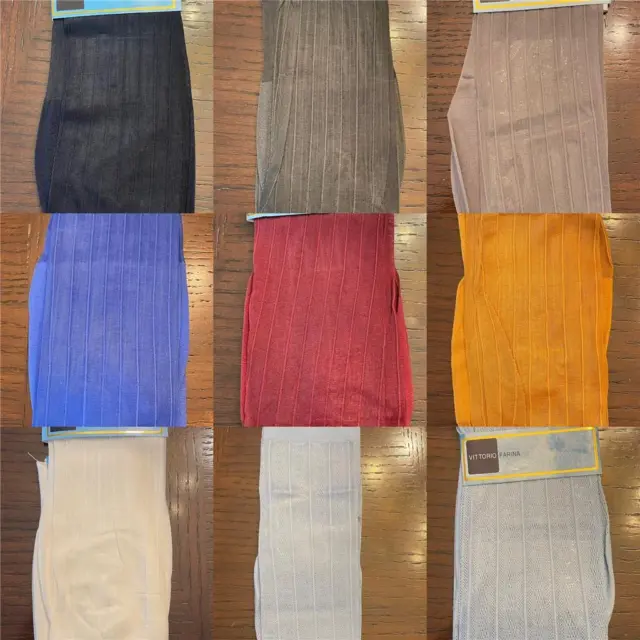 New Men's Over The Calf 100% Stretch Nylon Thick & Thin Silky Ribbed Dress Socks