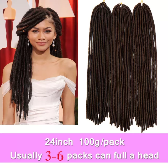 Crochet 10% Human Hair extensions Soft Dread Lock Hair Faux Locs Purple 24" PN3 3