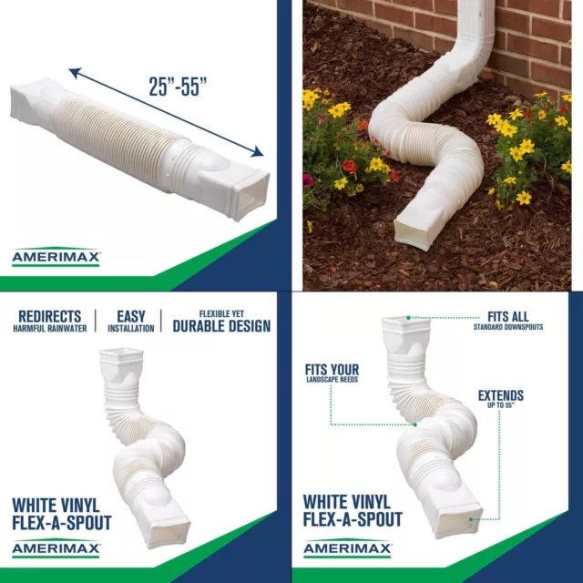 Flex A Spout 55 In. White Vinyl Downspout Extension | Amerimax Flexible Home X