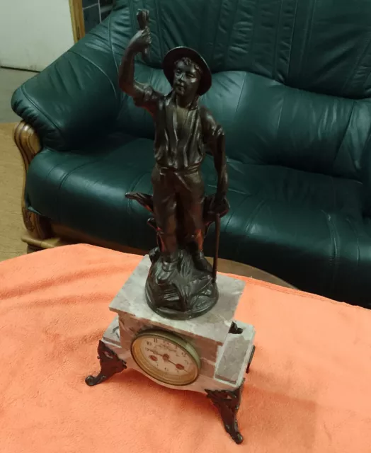 Sehr schöne Alte Französische Kaminuhr Pendule Marmor Gehäuse 50cm noch !!