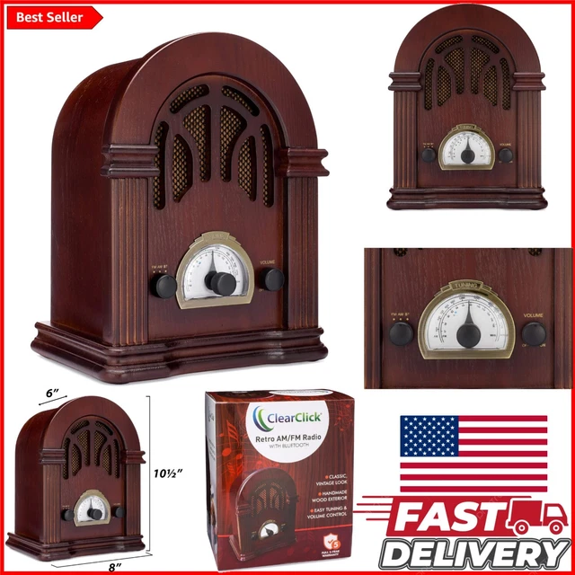 COMPACT RETRO BLUETOOTH Speaker with AM/FM Tuner - Handmade Wood Design ...