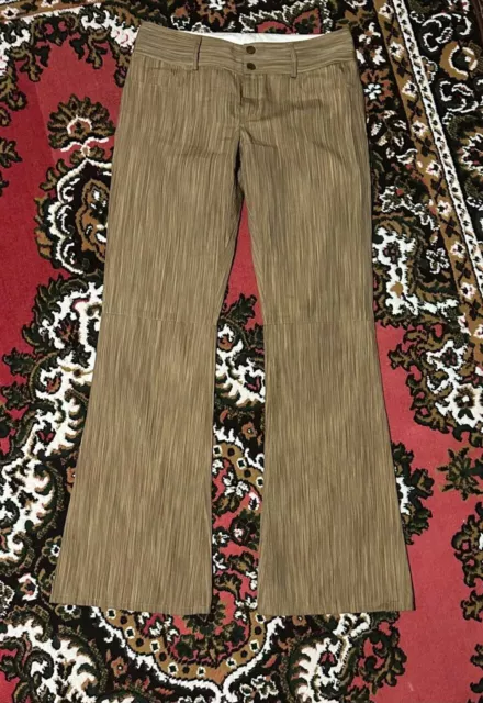 $296 Alice + Olivia Women's Brown Dylan High-Waist Wide-Leg Bootcut Pants Size 8