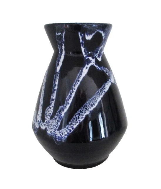BLUE MOUNTAIN POTTERY Vase Granite Cobalt Blue White 6 1/2" Vintage BMP ...