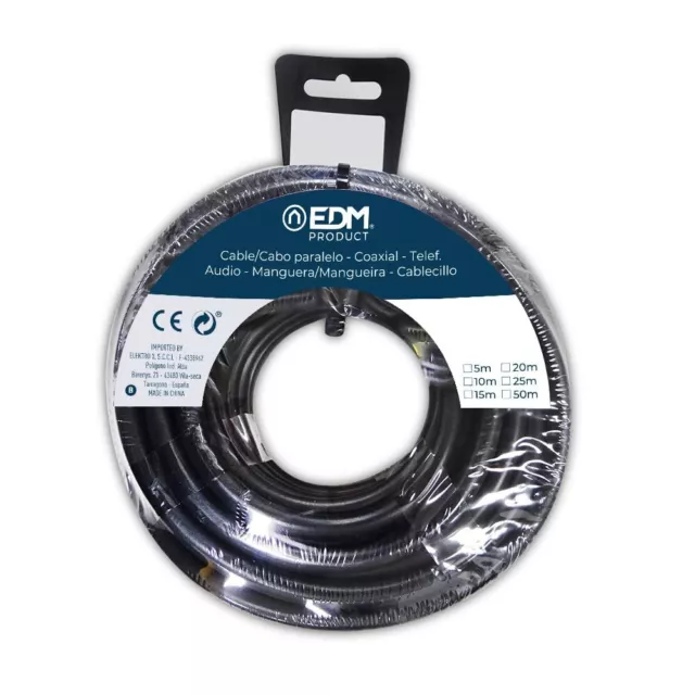 EDM 28053 Flat Hose Reel, Black, 2.0 x 1.5 mm x 20 m