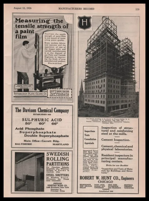 1926 Nissen Building Photo Winston Salem North Carolina Robert W. Hunt Print Ad