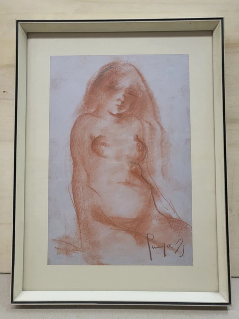 Quadro Nudo Femminile con Matita Sanguigna