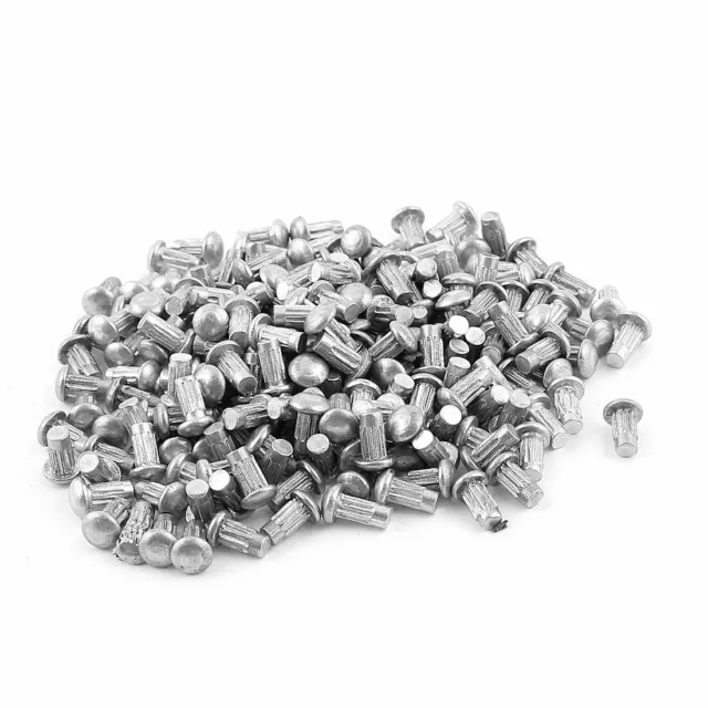 200 Pcs 1/8" x 1/4" Aluminium Round Head Solid Rivets Knurled Shanks