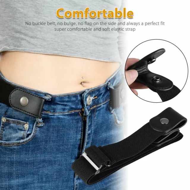 2 x Buckle-free Elastic Invisible Waist Belt for Jeans No Bulge Hassle Men Women 3