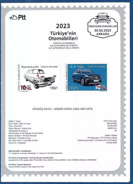 Turkey 2023 Mnh Brochure Without Stamp Turkish Car Cars