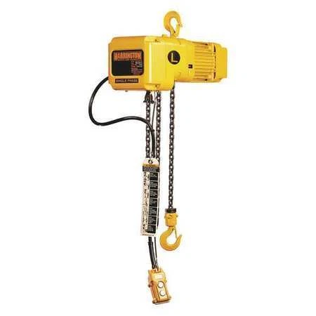 Harrington Sner005l-10 Electric Chain Hoist, 1,000 Lb, 10 Ft, Hook Mounted - No