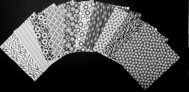 BLACK & WHITE  Scrapbooking/Cardmaking Papers x 10 - 15cm x 15cm - (6" x 6")