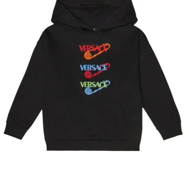 Versace Safety Pin Embroidered Cotton Hoodie Sweatshirt 8 Years RRP £272.