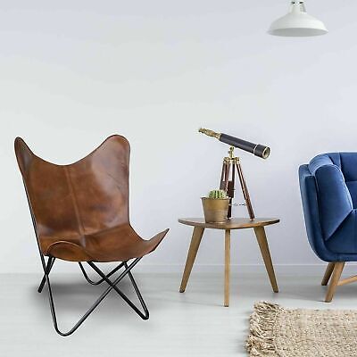 Handmade Vintage Genuine Buffalo Leather Sleeper Seat Relax Arm Chair Retro