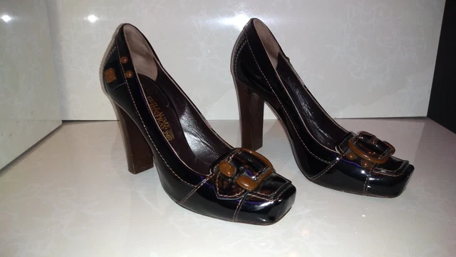 Guillaume Hinfray Womens High Heeled Shoes Black Brown Leather Size 37