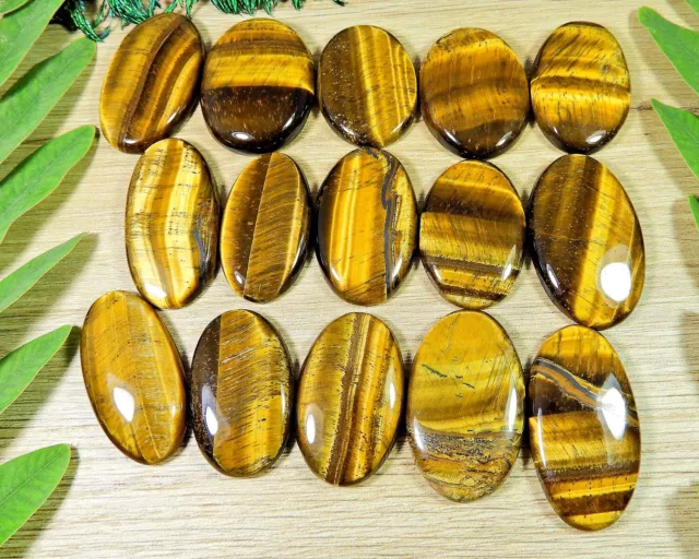 Natural Tiger Eye Oval Cabochon Loose Gemstone 15 Pcs Lot 18X29-18X35 Mm G837