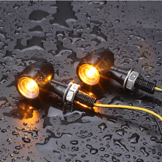 Mini Motorcycle LED Bullet Turn Signals Blinker Light Indicator Amber Black Lamp