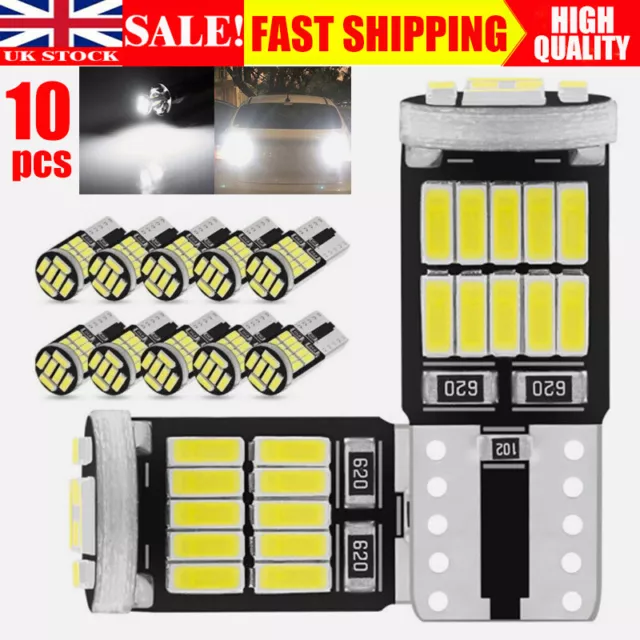 10x Led Car Lights T10 Car Bulbs Error Free Canbus 26Smd Xenon White W5W 501 UK!