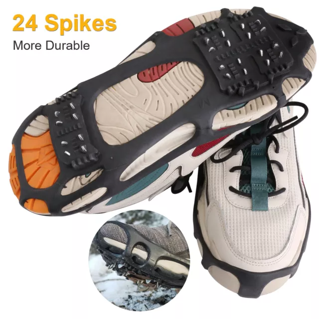 24Teeth Crampons Ice Cleats Traction Snow Spikes Grips for Boots Shoes Women Men
