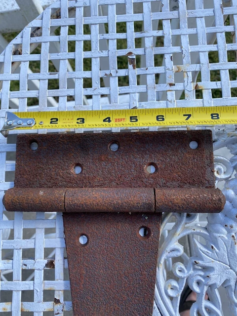 Vintage Pair Barn/Gate T-strap hinges. 14-1/2" x 8" 3